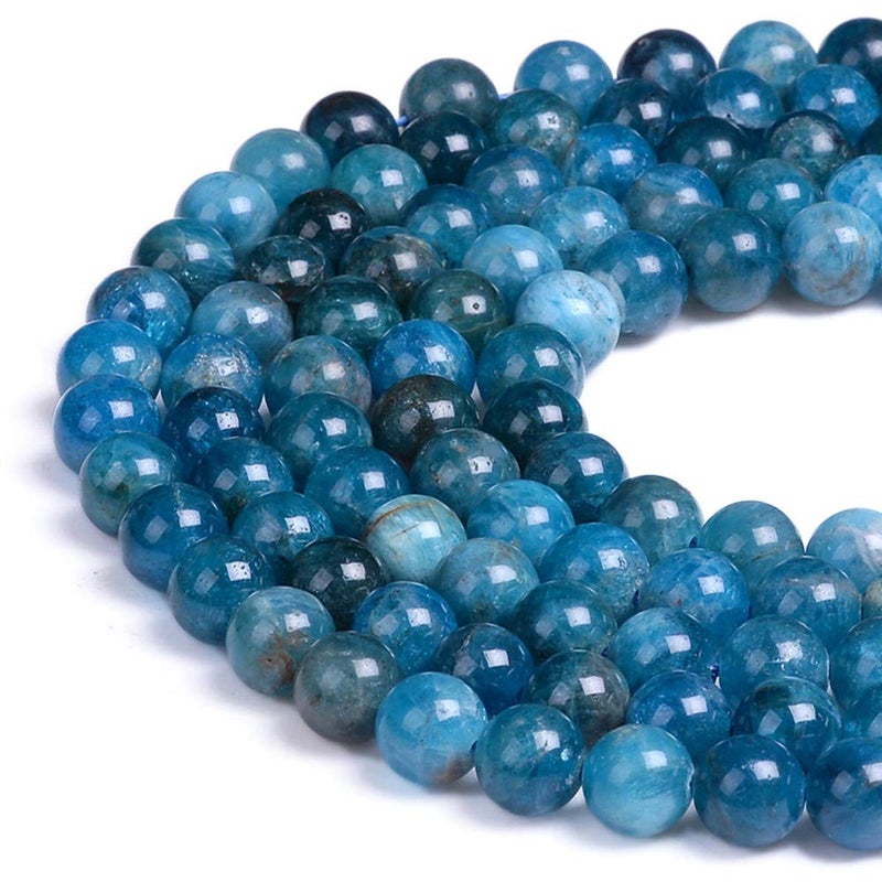 PLTbeads Natural Gemstone Loose Beads Smooth Round Approxi 15 inch DIY Bracelet Necklace for Jewelry Making (8mm, Blue Apatite) - Image 1